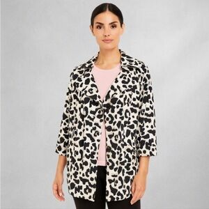 Animal Print Cato Womens Jacket XL Button-Up 3/4 Sleeve Casual nwt